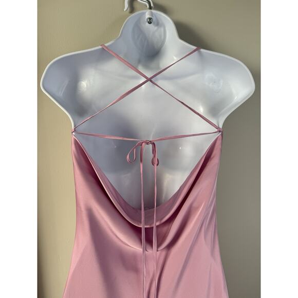 Forever 21 Y2K Satin Cowl Neck Slip Dress Womens S Pink Feminine Fairy Silky - Picture 3 of 15